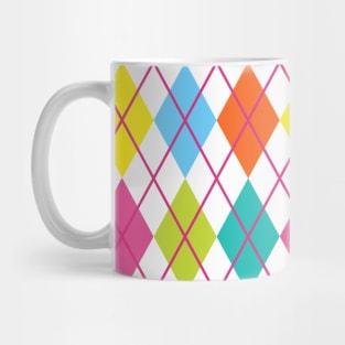 Punk Rock Argyle Print Pattern Lime Magenta Yellow Teal Mug